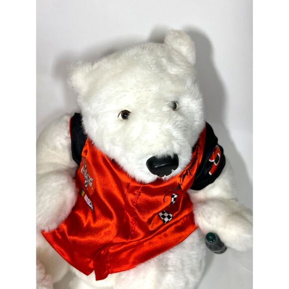 Coca-Cola NASCAR Dale Earnhardt Jr Polar Bear Plush Signed Red Racing Jacket - Picture 2 of 4